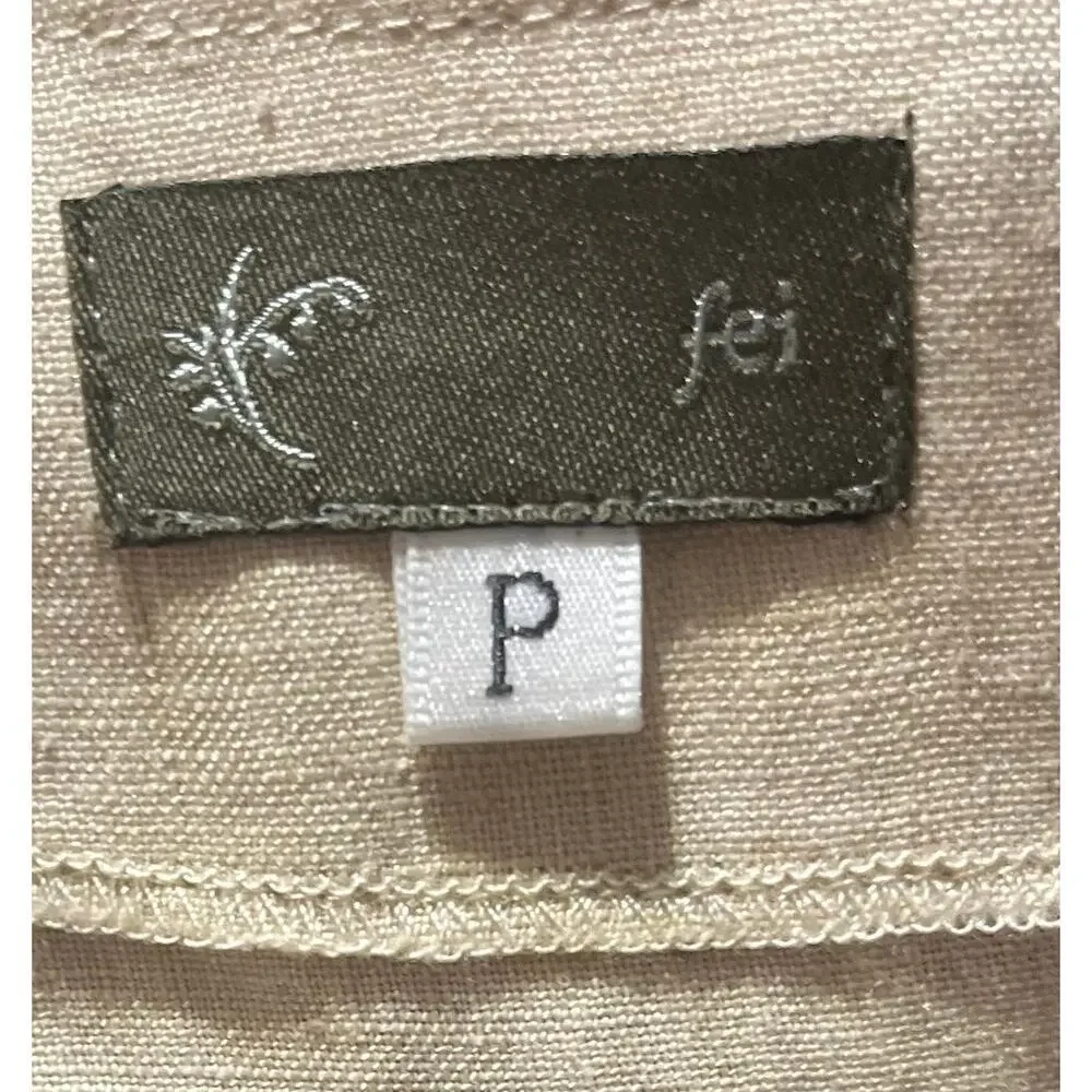 Anthropologie Fei Womens 100% Linen Golden Road Elegant Dress Petite Preppy EUC - Picture 5 of 9
